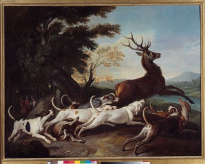 Jakt: “” Debuche du deer”” Maleri av Francois Desportes (1661-1743) 1718 Søn. 1,1x1,45 m Rouen, Museum of Fine Arts av Alexandre Francois Desportes