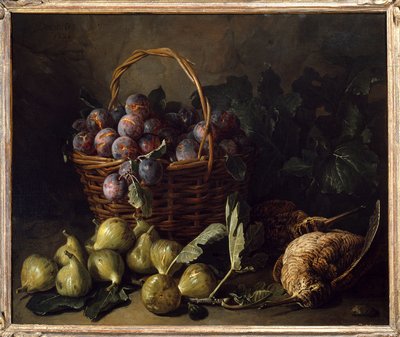 Stilleben, fiken og plommer, maleri av Francois Desportes (1661-1743) Paris fra 1700-tallet, dekorativ kunst av Alexandre Francois Desportes