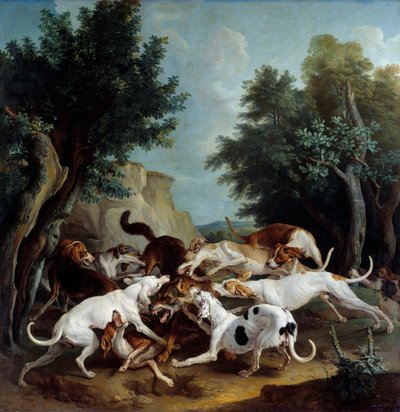 Wolf Hunt-maleri av Francois Desportes (1661-1743) 1725 Søn. 3,36x3,32 m reinsdyr, Musee des Beaux Arts av Alexandre Francois Desportes