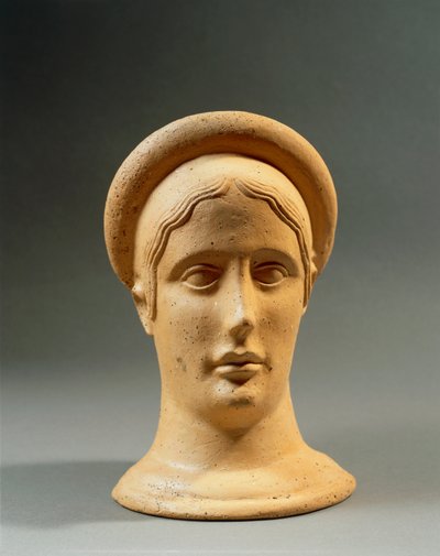 Nærbilde av et feminint votivhode i bronse med hette, kursiv sivilisasjon, 4.-3. århundre f.Kr. av Nicolas Toussaint Charlet