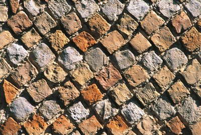 Nærbilde av et opus reticulatum-gulv. Civitella akropolis, Italia, Abruzzo-regionen, Chieti av Nicolas Toussaint Charlet