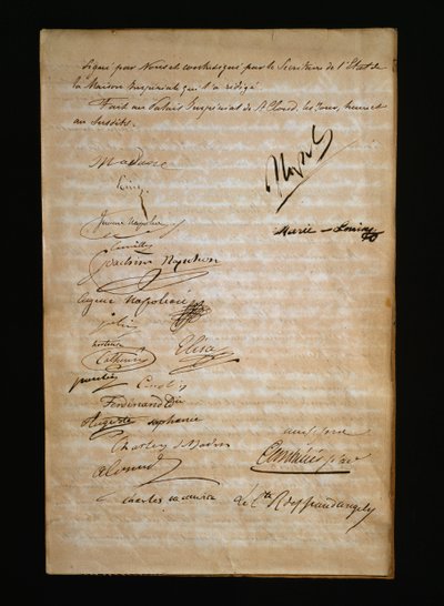 Siste side av vigselsattesten mellom Marie Louise av Østerrike eller Maria Luigia av Parma (1791-1847) og Napoleon Bonaparte (1769-1821) av Nicolas Toussaint Charlet