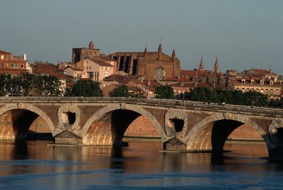Pont-Neuf over elven Garonne, Toulouse, Midi-Pyrénées, Frankrike av Nicolas Toussaint Charlet