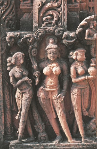 Skulptur som viser kvinnelige figurer, Jain Temple No 16, Deogarh, Uttar Pradesh, India, 800-1700-tallet. av Nicolas Toussaint Charlet