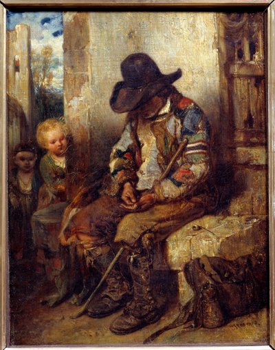 En tigger med sin oppskrift Maleri av Alexandre Gabriel Decamps (1803-1860) 1833 Søn. 0,41x0,32 m av Alexandre Gabriel Decamps