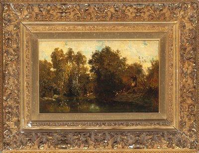 Skyting ved et skogsbasseng av Alexandre Gabriel Decamps