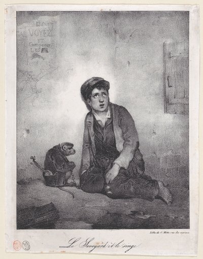 Gutten fra Savoy og apen hans, 1823. av Alexandre Gabriel Decamps