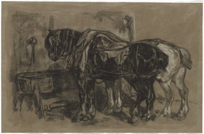 To trekkhester av Alexandre Gabriel Decamps