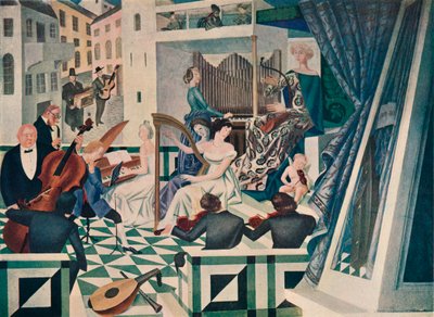 Detalj av veggdekorasjon i et konsertrom i et privat hus, c1927 av Alexandre Jacovleff
