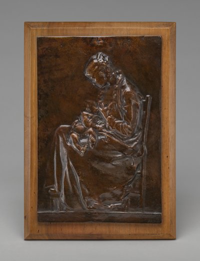 Maternity, eller ung kvinne som ammer et barn, modell 1882. av Alexandre Louis Marie Charpentier