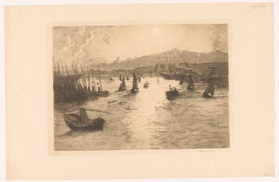 Havn med solnedgang av Alexandre Lunois (signed by artist)
