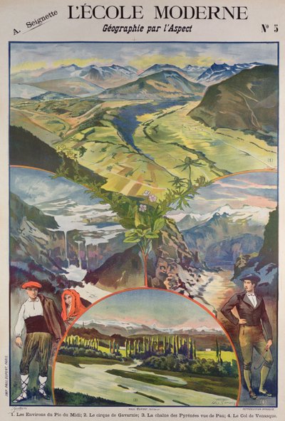 Pyreneene plakat (farge litho) av Alexandre Lunois