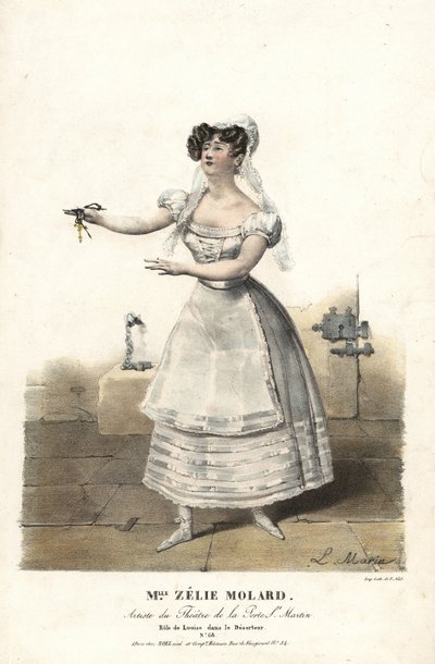 Danser Miss Zelie Molard og Louise i Le Deserteur av Francois-Alexis Blache Jr., koreografert av Dauberval, Theatre de la Porte St. Martin av Alexandre Marie Colin