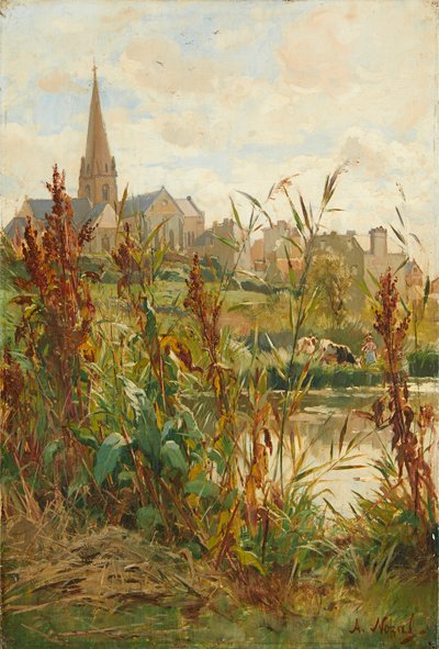 Church By the River (olje på lerret) av Alexandre Nozal
