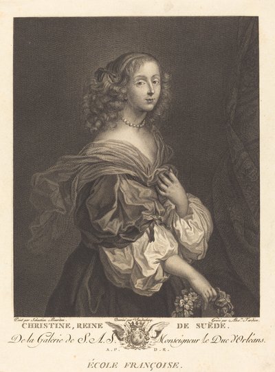 Dronning Christina av Sverige av Alexandre Tardieu after Sébastien Bourdon after Charles Auguste van den Berghe