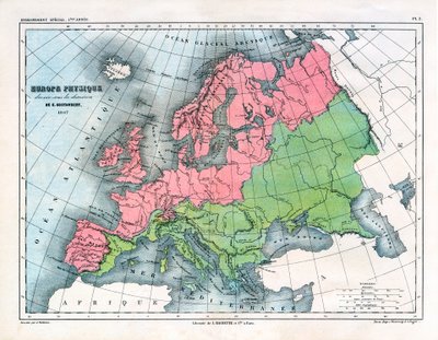 Kart over det fysiske Europa av Alexandre Vuillemin