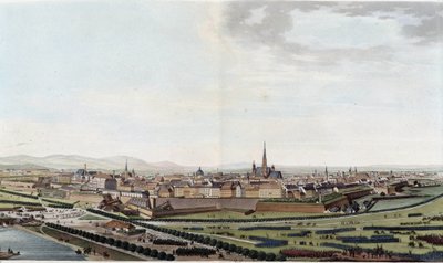 Generell utsikt over Wien tatt fra Saint Charles-kirken - i "Picturesque Voyage to Austria by Count Alexandre de Laborde", Paris, red. Didot den eldste av Alexandre de Laborde