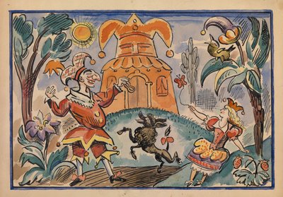 Illustrasjon for War of Petrushka og Stepka-Rastrepka av Evgeni Schwartz, 1925 av Alexei Alexandrovich Radakov