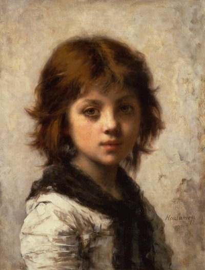 Ung jente (olje på lerret) av Alexei Alexevich Harlamoff