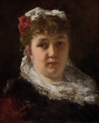 Portrett av operasangerinnen Félia Litvinne 1860-1936, 1881 av Alexei Alexeyevich Harlamov