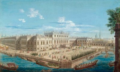 Utsikt over sommerpalasset til keiserinne Elizabeth ved Fontanka-elven i St. Petersburg, 1753. av Alexei Angileevich Grekov