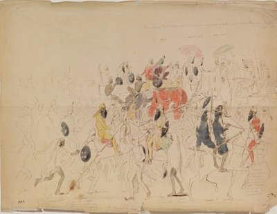 Møte mellom Maharaja Sher Singh fra Punjab og den britiske ambassadøren Clark i 1842, 1842 av Alexei Dmitriyevich Saltykov
