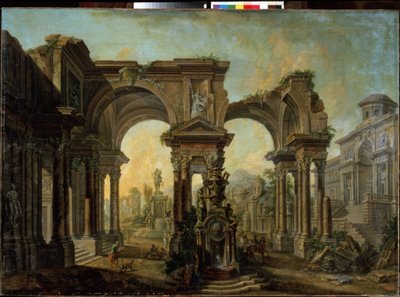 En arkitektonisk utsikt. Maleri av Alexei Ivanovich Belsky (1730-1796). Olje på lerret av Alexei Ivanovich Belsky