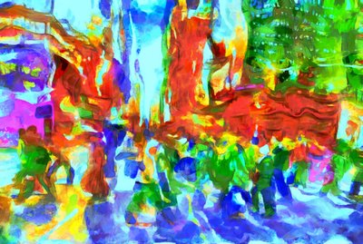 Grønn by, 2020, (blandet media) av Alexei Makhov