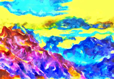 Fjell som frosne bølger, 2020 (blandet media) av Alexei Makhov