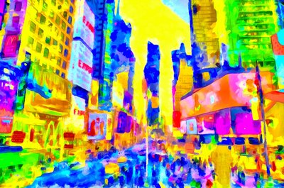 Gul himmel og blå gate, 2020 (blandet media) av Alexei Makhov