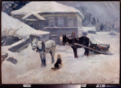 A Country Hotel - Maleri av Alexei Stepanovich Stepanov (1858-1923), olje på lerret, russisk kunst fra slutten av 1800-begynnelsen av 1900-tallet, landskap - M Tuganov Art Museum of the North Ossetian, Vladikavkaz (Russland) av Alexei Steipanovitch Stepanov