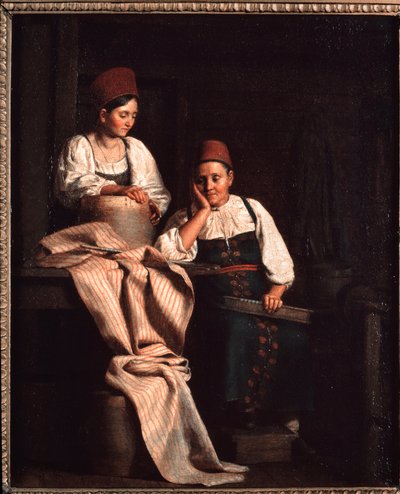 Weavers - Maleri av Alexei Vasilyevich Tyranov (1808-1859), olje på lerret, russisk kunst fra 1800-tallet - Tretyakov-statens galleri, Moskva av Alexei Vasilievich Tyranov