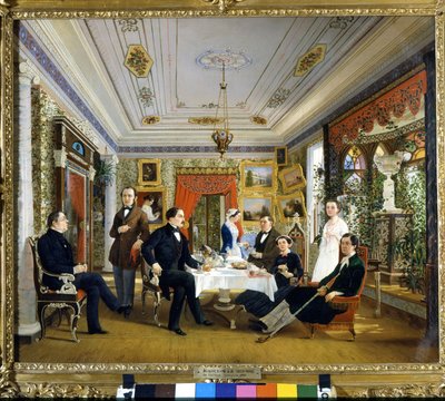 Te-fanen. Maleri av Voloskov Alexey Yakovlevich (1822 - 1882) av Alexei Yakovlevich Voloskov