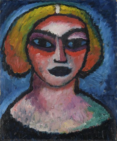 Kvinnehode. Verso: brystbilde av en mann (omkring 1910-1912) av Alexej von Jawlensky