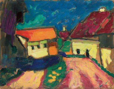 Landskapsstudie, Landsbyvei, ca. 1908 av Alexej von Jawlensky