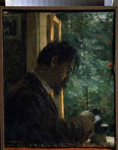 ""Graveren Vasiliy Mate (Mathe) (1856-1917) på jobb"" Maleri av Alexei von Javlensky (Alexi von Jawlensky, Alexej von Javlenski) (1864-1941) 1892 State Russian Museum Saint Petersburg av Alexej von Jawlensky
