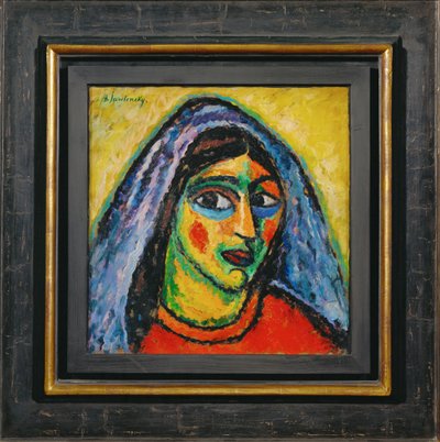 Manola med et fiolett slør (papp) av Alexej von Jawlensky