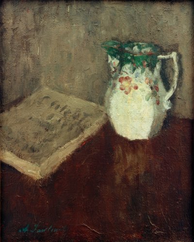 Stilleben med kanne og bok av Alexej von Jawlensky