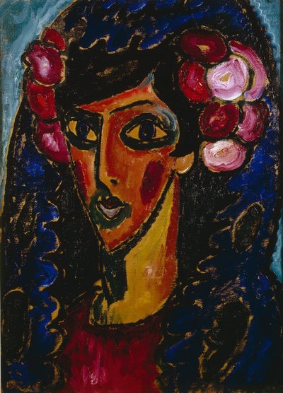 Den blå mantilla, 1913 av Alexej von Jawlensky