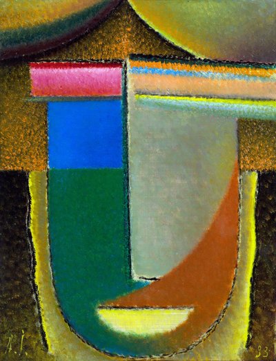 Abstrakt ansikt (Afrika). (Abstrakt hode. Afrika). Maleri av Alexei von Javlensky (Alexi von Jawlensky, Alexej von Javlenski) (1864-1941), olje på papp av Alexej von Jawlensky