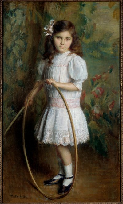 Daughter of the Artist in the Hoop Maleri av Alexis Axilette (1860-1931) 1909 Angers, musee des Beaux Arts - Kunstnerens datter med bøyle. Maleri av Alexis Axilette (1860-1931) av Alexis Axilette