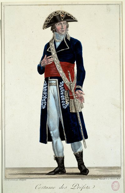 En prefet i blå dress. Gravering av Alexis Chataignier (1772-1817) av Alexis Chataigner
