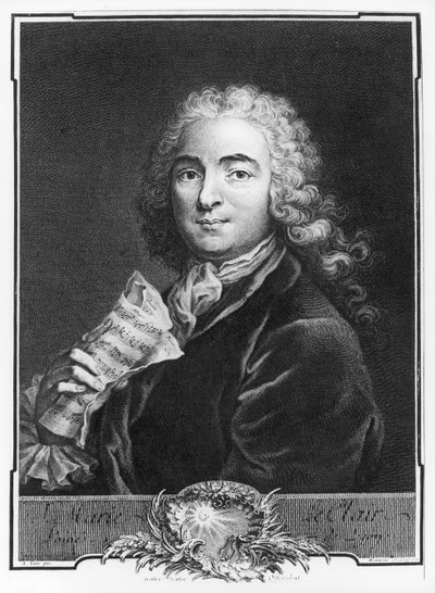 Portrett av Jean-Marie Leclair (1697-1764) den eldre, gravert av Francois, 1741 (gravering) (bw-foto) av Alexis Loir