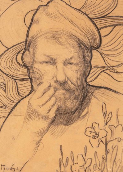 Selvportrett, 1900-1910-tallet. av Alfons Marie Mucha