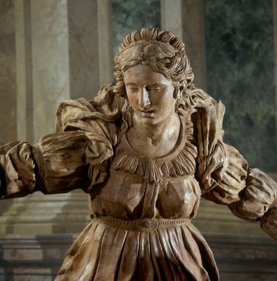 Mary Magdalene, detalj av Lamentation of Christ, i kapellet til den salige Aldrovandi (terrakotta) av Alfonso Lombardi