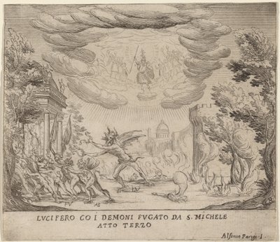 Lucifer og demoner som flykter fra Saint Michael av Alfonso Parigi II