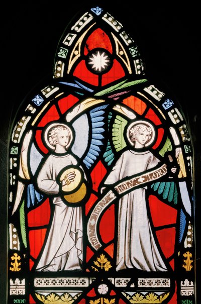 Musical Angels, 1857 (farget glass) av Alfred Bell