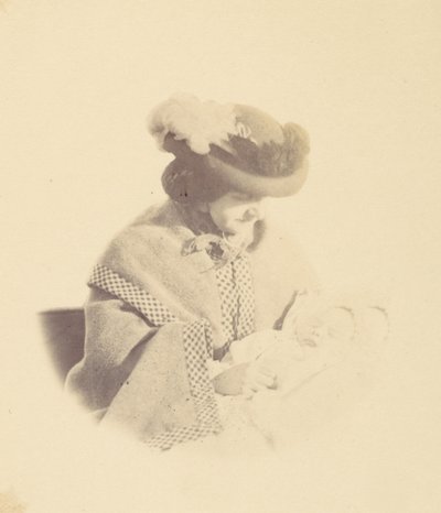 [Vignettert portrett, kvinne som holder en baby], 1850-60-tallet. av Alfred Capel Cure