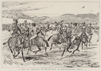 Et sett med lansere på Mule-Back i Beluchistan, India av Alfred Chantrey Corbould