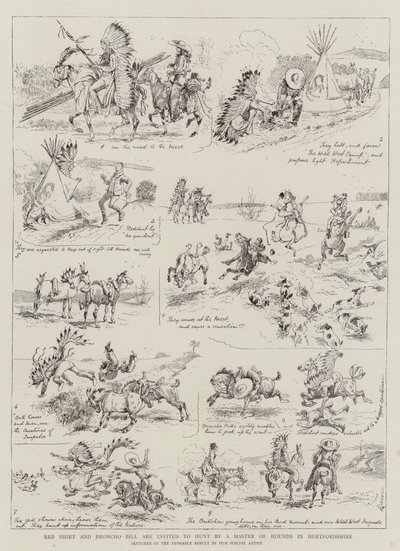 Red Shirt og Broncho Bill er invitert til jakt av en Master of Hounds i Hertfordshire av Alfred Chantrey Corbould